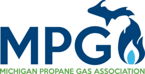 Michigan Propane Gas Association logo with Michigan outline and blue flame icon